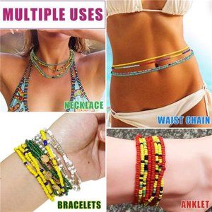Colorful Beaded Waist Chains for Women Summer Beach Body Jewelry